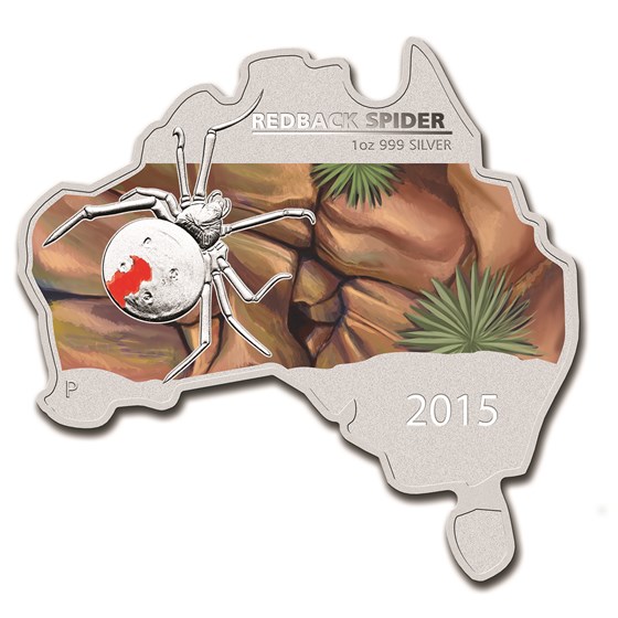 2015 Australia 1 oz Silver Redback Spider (Map Shape) 2015 Australia 1 oz Silver Redback Spider (Map Shape)